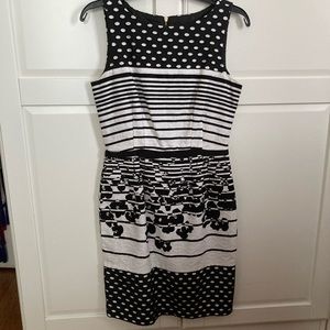 Black and white versatile black dress